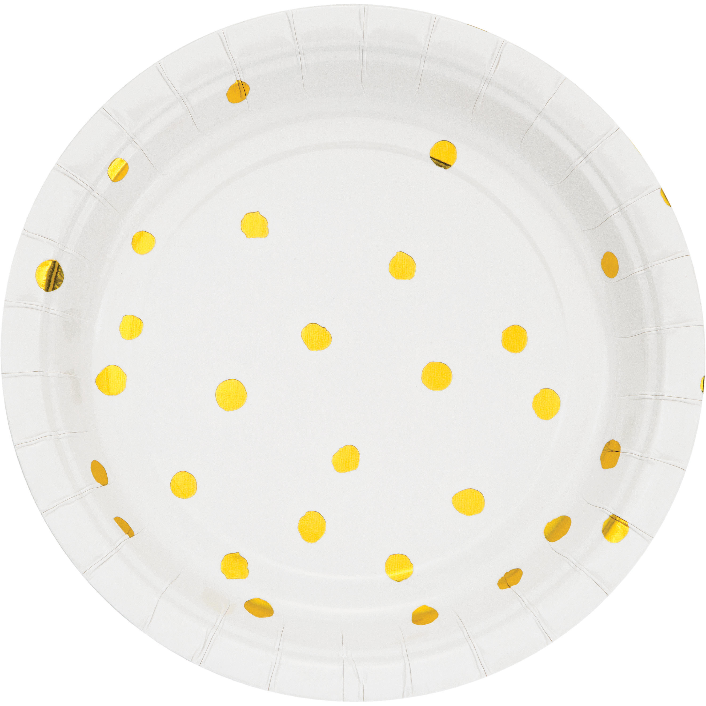 White and Gold Foil Dot Dessert Plates, 24Pack