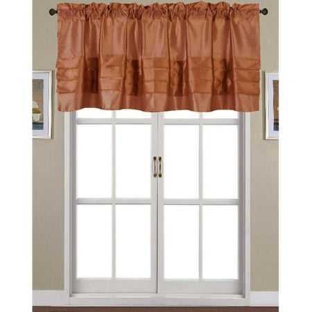 Pleated Front White Wing - Nancy Faux Silk 54 x 18 in. Pleated Rod Pocket Valance, Ginger