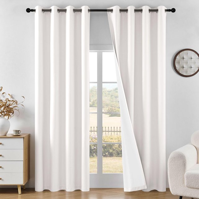 Cortinas opacas Joydeco de lino para dormitorio, 244 cm, con ojal