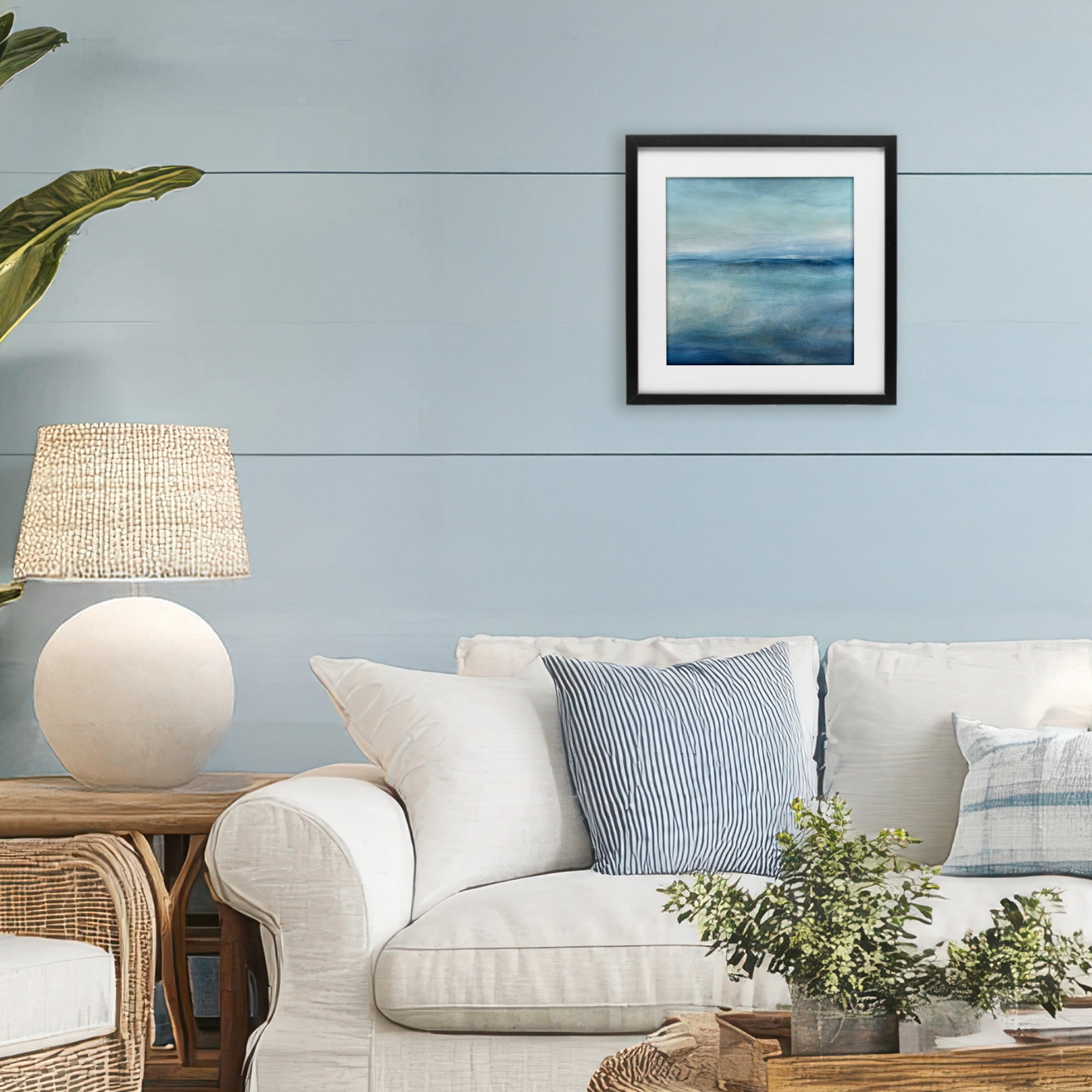 Stupell Industries Misty Blue Coastal Horizon Black Framed Print Under Glass, design by Carol Robinson