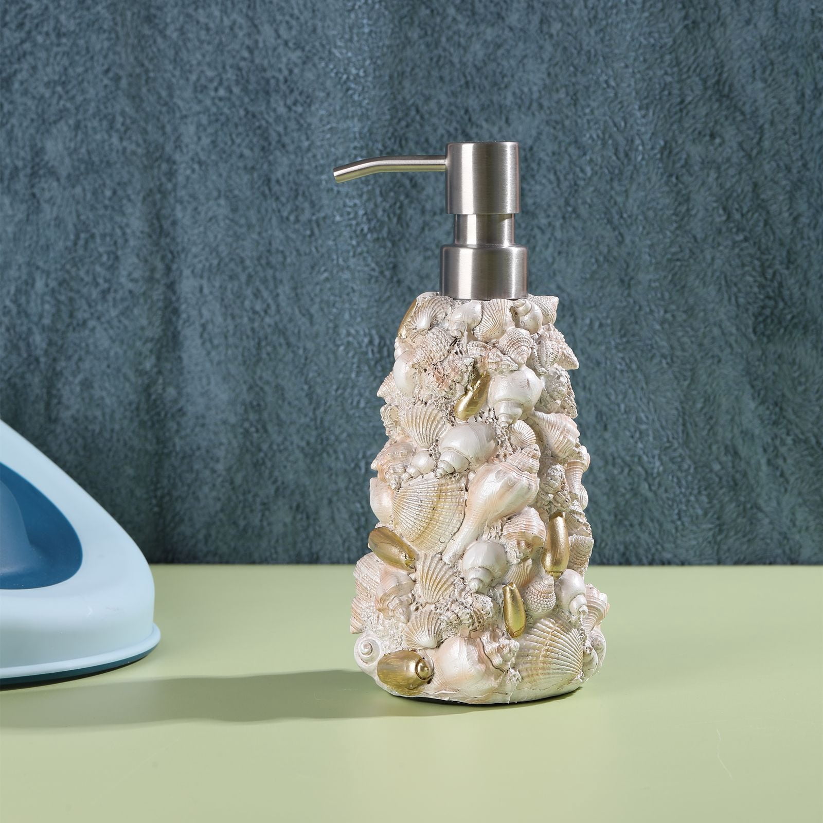 WiMiFar Sea Shell Soap/Lotion Dispenser - 17oz Coastal Bathroom Decor with Leakproof Design