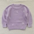 thumbnail image 4 of Hotiary Newborn Baby Girls Knit Cotton Sweater Infant Long Sleeve Flower Embroidery Chunky Sweater Fall Winter Warm Toddler Pullover Crewneck Tops Sweatshirt for 0M-6Y, 4 of 7