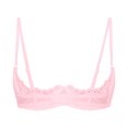 thumbnail image 2 of renvena Women's Lingerie Bras Balconette Mesh Underwired Shelf Bra Unlined Sheer Bralette Pink XXL, 2 of 5