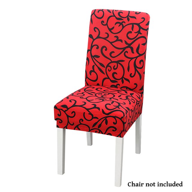 Funda para silla Funda con estampado elástico Funda protectora lavable para silla Funda de asiento universal para hotel en casa, Rojo Negro kenally HA003278-03