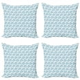 thumbnail image 1 of Ambesonne Turtle Throw Pillow Cover 4 Pack, Underwater Fauna Motif, 16", Blue and White, 1 of 2