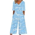 thumbnail image 2 of BEFOKA Women Jumpsuits Formal Hawaii Baggy Capri Pants One Piece Jumpsuits with Pocket 3/4 Sleeve V Neck Baggy Overalls Floral Going Out Date Night Womens Rompers For Summer XXL, 2 of 5