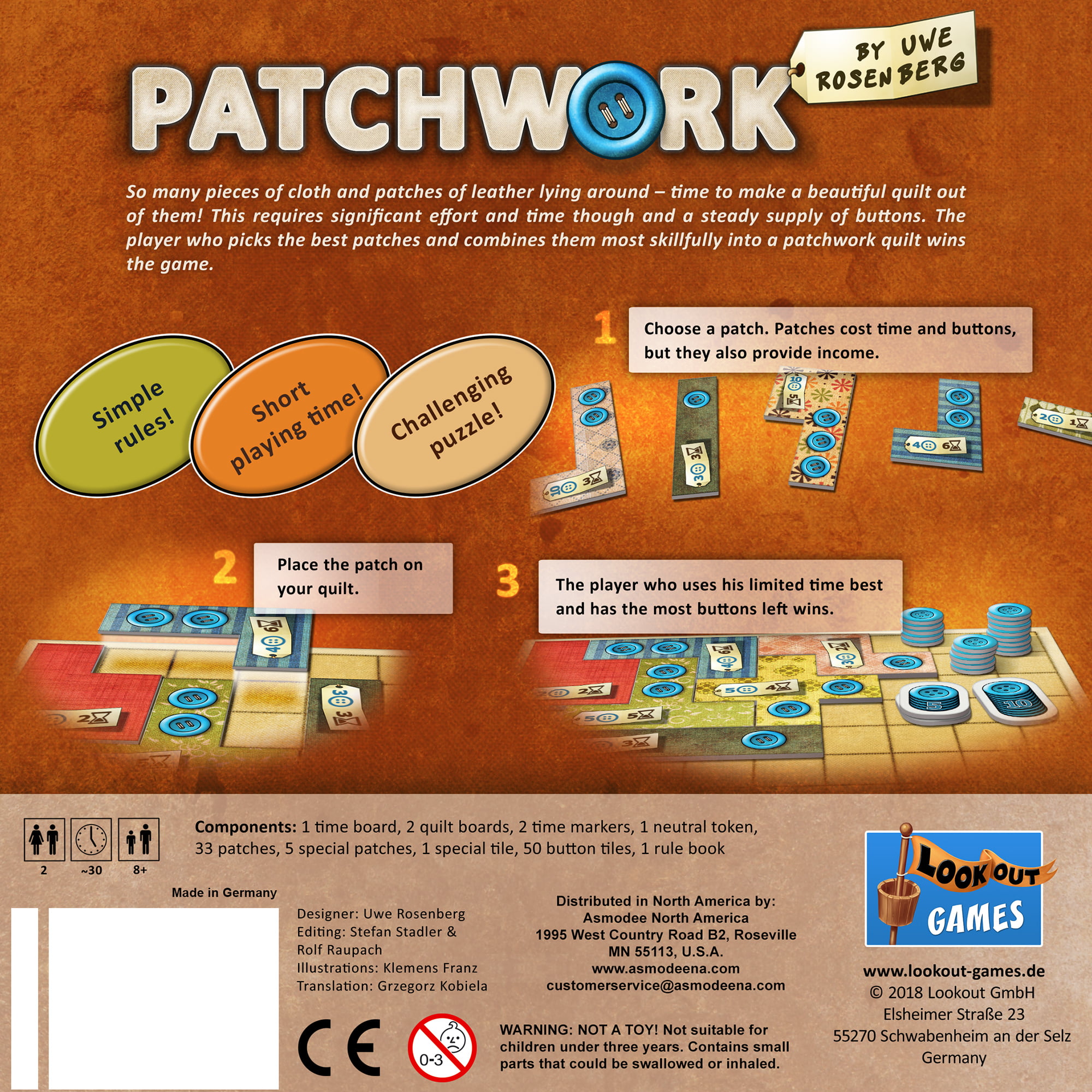 Patchwork Board Game for Ages 8 and up, From Asmodee - image 3 of 7