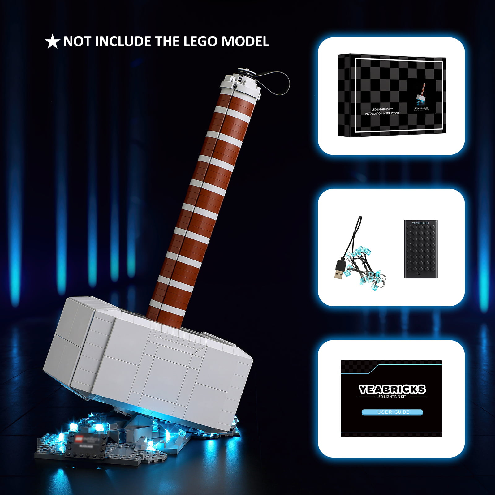 YEABRICKS Led Light Kit for Legos 76209 Marvel Thor's Hammer