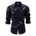 thumbnail image 4 of Aimik Hanes Mens Stretch Dress Shirts Hippie Cuban Shirts Long Sleeve Slim Fit Button Down Shirts Quick Dry Wedding Prom Shirts-Navy S, 4 of 6