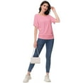 thumbnail image 5 of Women's Dolman Top Boat Neck Comfortable Short Sleeve Solid Gentle Tees Casual T Shirt with Side Shirring Detail, 5 of 7