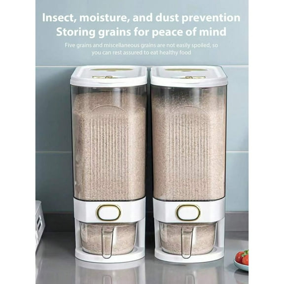 odorsTT Clear Rice Holder Dispenser, 22 Lbs Large Grain Storage Container with Measuring Cup 