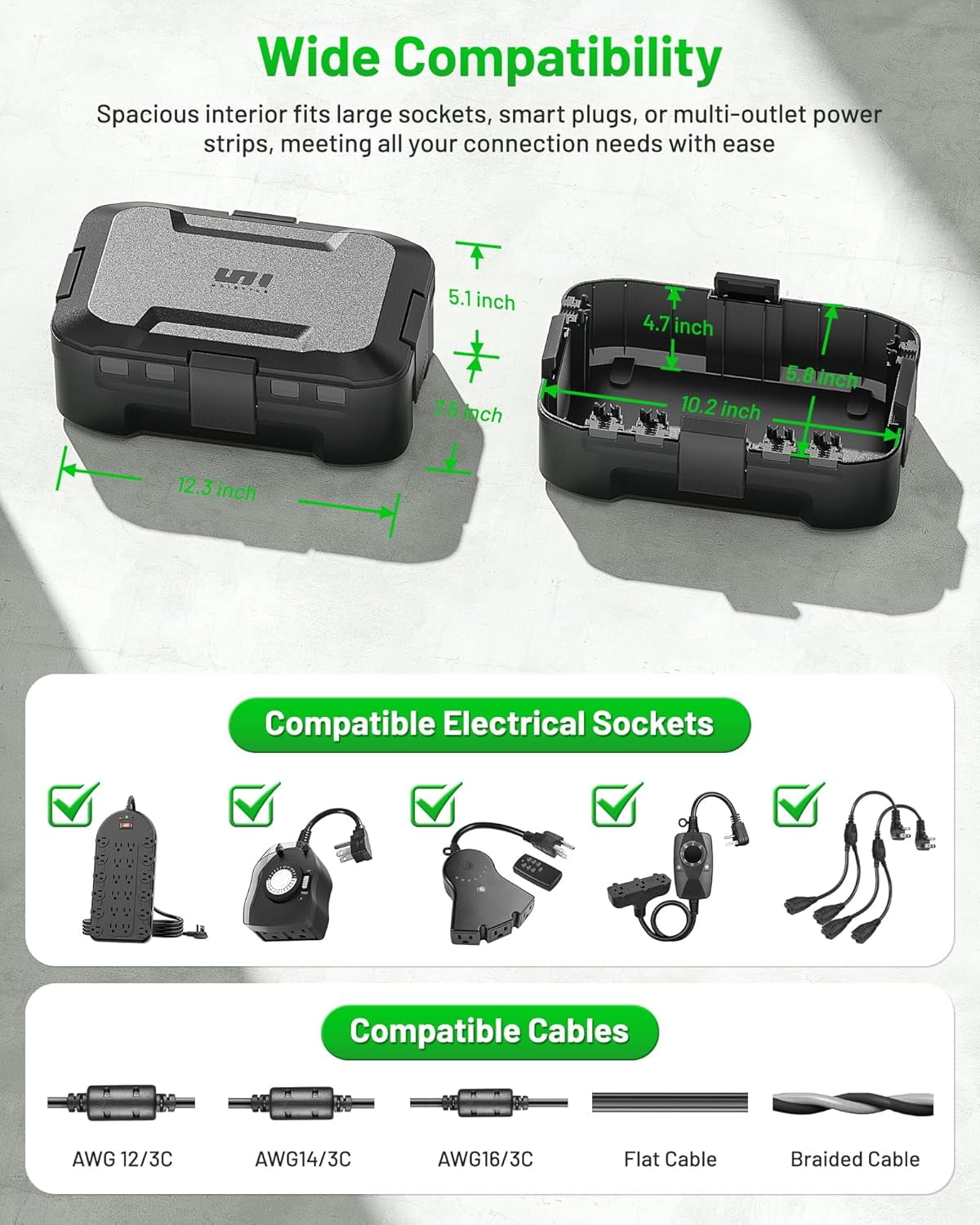 Outdoor Waterproof Electrical Box with IP55 Canvas, Weatherproof Extension Cord Cover for Power Strip & Plug