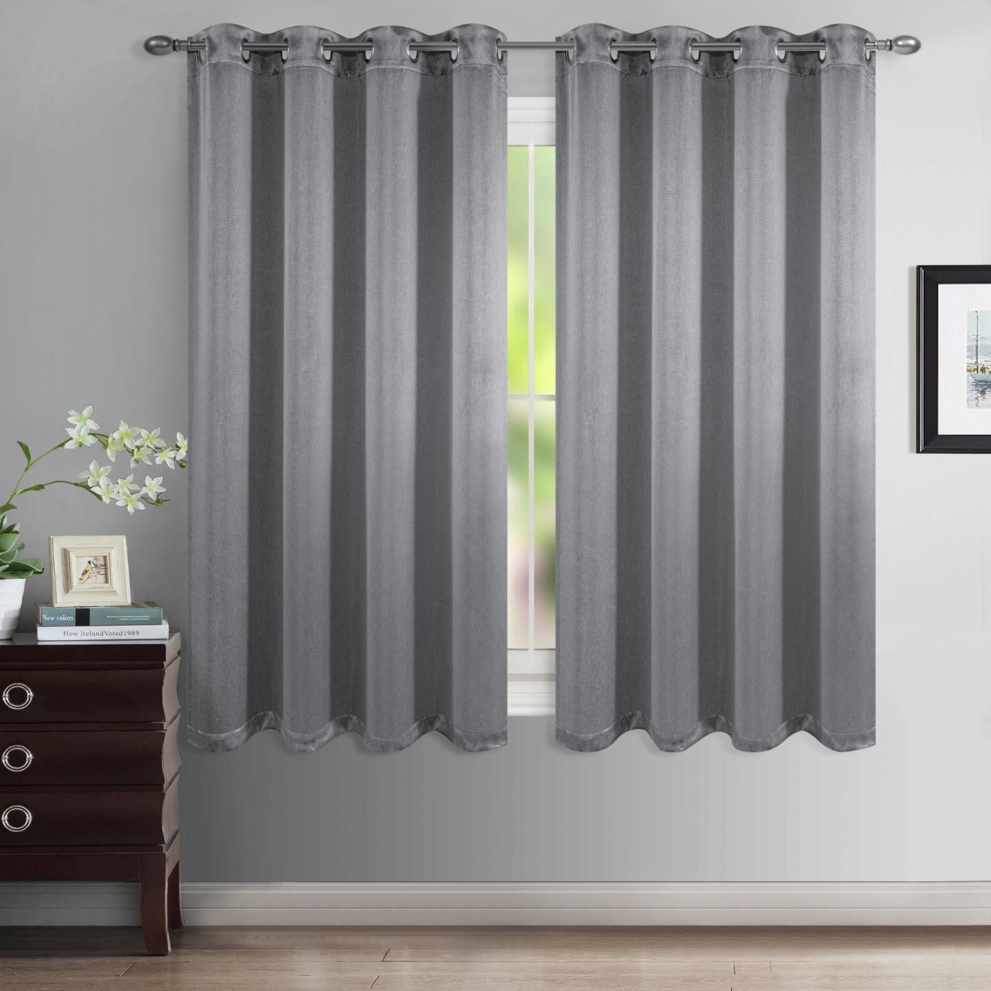 Luxe Weavers Pair of Window Panels Grey 100% Blackout Curtains 108" Length for Bedrooms, Energy Efficient Drapes