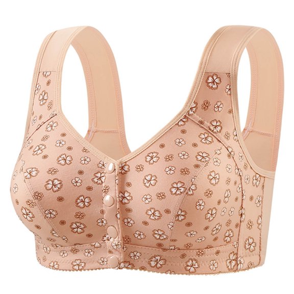 Gytharion Women's Front Closure Plus Size Bras Wireless Adjustable Bras Printed Comfortable Everyday Bras,36B/C-46B/C