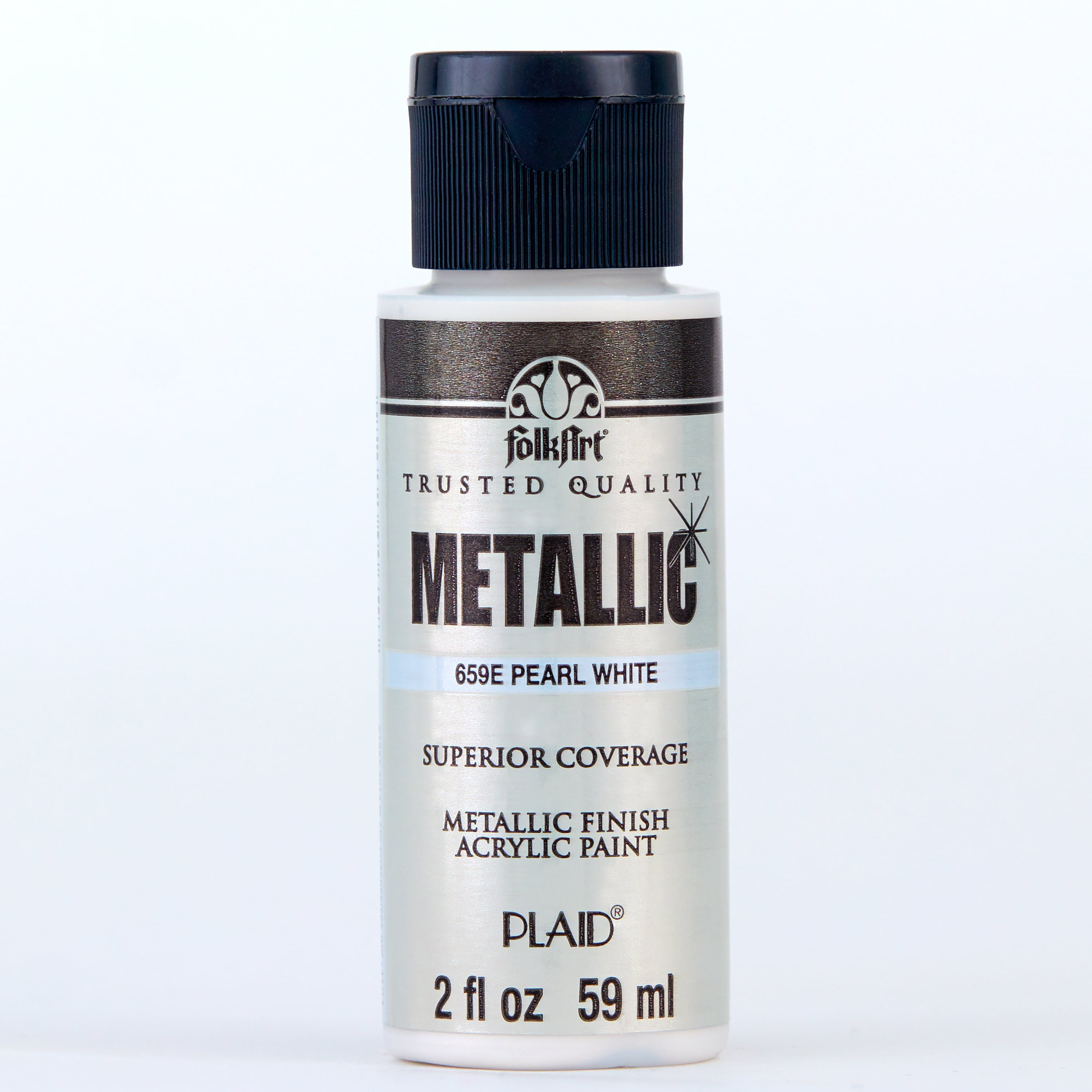 FolkArt 659E Metallic Acrylic Craft Paint, Metallic Finish, Pearl White