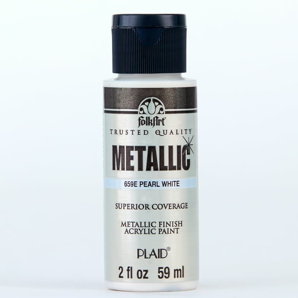 FolkArt 659E Metallic Acrylic Craft Paint, Metallic Finish, Pearl White