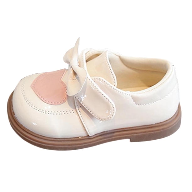 Niño Pequeño Zapatos Negros Zapatos de Niños de Estilo Inglés en Forma de Corazón Bowknot Zapatos de Cuero Negro
