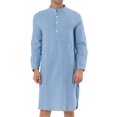 thumbnail image 1 of MAWCLOS Robe Homme Chemises Boutonnées Manches Longues Chemise de Soirée Poche avant Col Rond Hauts Bleu Clair S, 1 of 4