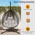 thumbnail image 6 of Jopath Hanging Egg Chair with Stand, Sturdy Hammock Chair with Rattan Weaving, Swing chairs with Soft Removable Cushion for Balcony Bedroom Garden Black+Gray, 6 of 9
