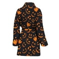 thumbnail image 2 of Halloween Pumpkin Faces Pattern Women Bathrobe One Size Univeral Fits, Halloween Decorative Fashion Lightweight Plush Fleece Long Robe For Women, 2 of 3
