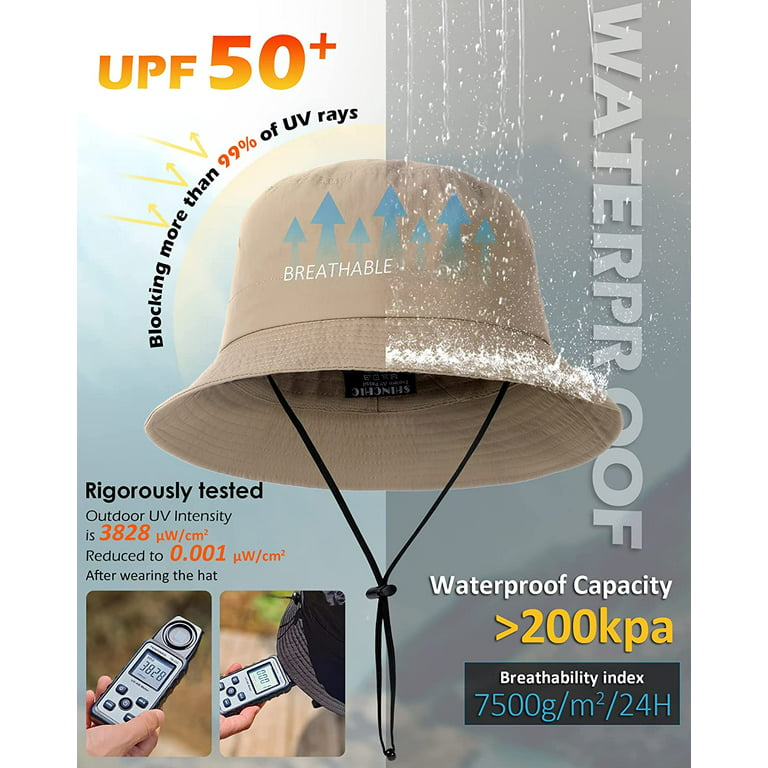 Waterproof Bucket Hat for Women Men Rain Hat UPF 50+ Wide Brim