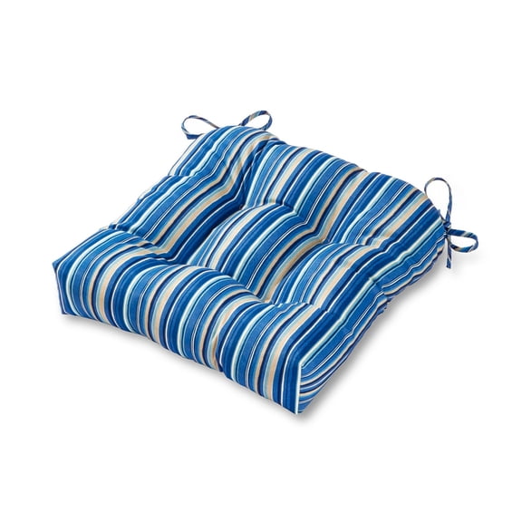 Greendale Home Fashions Tufted Outdoor 20'' x 20'' Seat Cushion, Sapphire Stripe