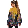 thumbnail image 2 of HELLHERO Cat Daisy Print Women Sweatshirt Trendy Long Sleeve Pullover Tops Warm Loose Crewneck Sweater with Pocket Size XXL, 2 of 7