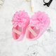 thumbnail image 2 of BRIGHTFUFU 1 par de zapatos para niñas, zapatos de princesa de encaje, zapatos de cuna, zapatos de piso antideslizantes de suela suave para bebés recién nacidos, talla 13 rosa, 2 of 7