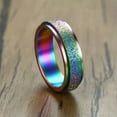 thumbnail image 4 of Rose Gold/Rainbow/Gold Frosted Spinner Band Women Stainless Steel Ring Size 5-12, 4 of 9