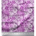thumbnail image 1 of Soimoi Purple Poly Georgette Fabric Leaves,Periwinkle & Camellia Floral Print Fabric by the Yard 42 Inch Wide, 1 of 1