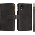 thumbnail image 2 of Wallet Case Compatible with iPhone Xs Max,[6 Card Slots] [Wrist Strap] [Stand Feature] Detachable 2 in 1 Magnetic Zipper Leather Slim Cover Case for iPhone Xs Max,6.5 inch Black, 2 of 15