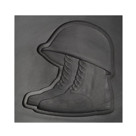 Kiln Casting Mold - Large Military Helmet and Boots 3D Graphite Ingot Mold 75 MM x 75 MM x 20 MM Metal Jewelry Casting Craft Tool - 3DMLD-0045