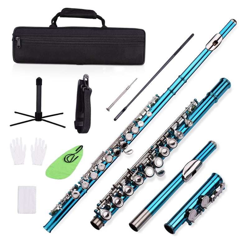 Aisiweier C Flute For Beginners - 16 Key Nickel Closed Hole Flute With Complete Starter Kit