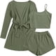 thumbnail image 2 of Ekouaer Womens 3 Piece Waffle Knit Lounge Set Soft Pajama Sets Tank Top and Shorts Cardigan with Pockets S-XXL, 2 of 5