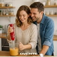thumbnail image 3 of OVENTE Immersion Electric Hand Blender 300 Watt Power 2 Mix Speed with Stainless Steel Blades, Handheld Stick Mixer Set with Egg Whisk Attachment Mixing Beaker and BPA-Free Food Chopper, Red HS565R, 3 of 9