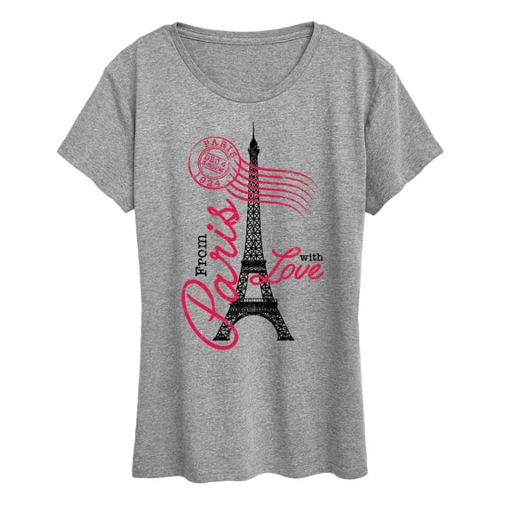 Instant Message - Paris Love Postmark - Women's Short Sleeve Graphic T-Shirt