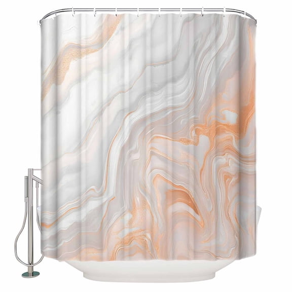 Bronzing White Marble Shower Curtain Set ，Waterproof Fabric Shower Curtains Modern Abstract Art Streamline Shower Curtains for Bathroom,Bathroom Decor 54x"78"