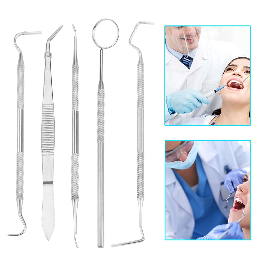 LYUMO 5Pcs Professional Stainless Steel Dentist Tools Set Dental