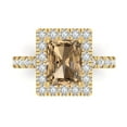 thumbnail image 2 of 3.84ct emerald cut champagne Zircon 18k yellow gold halo Bridal Wedding Engagement Promise Anniversary Ring for Women size 9, 2 of 7