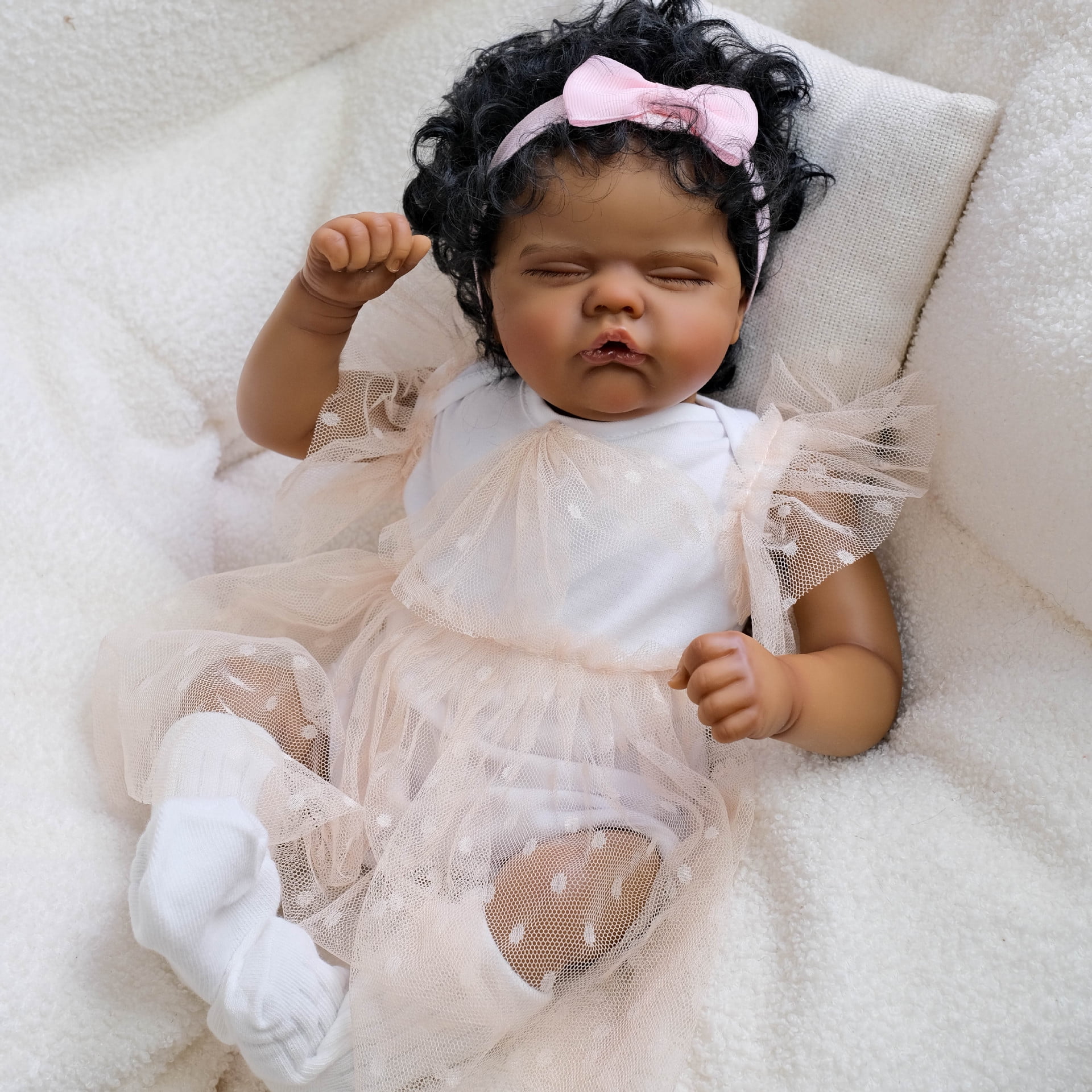 Reborn Baby Dolls Black - 18 Inch African American Handmade Realistic Newborn Baby Doll, Real Baby Reborn with Accessories & Gift Box for Kids Age 3+