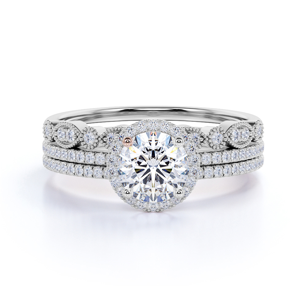 Pave Set Silver Band Half Eternity Band Details about / Round Moissanite Engagement Band
