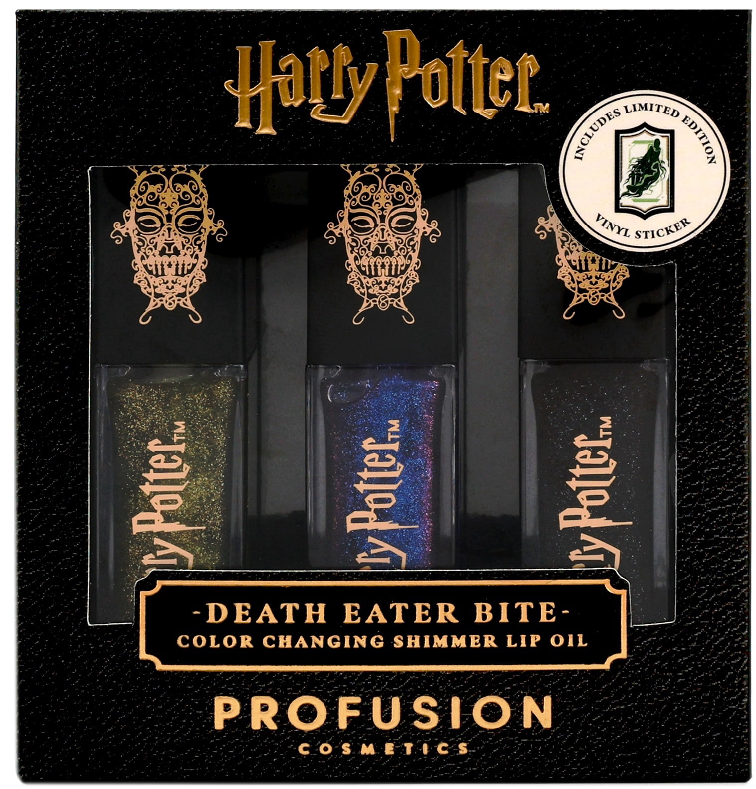 Profusion Cosmetics Harry Potter Death Eater Bite Color Changing Shimmer Lip Oil 3 pc Set