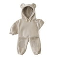 thumbnail image 2 of KYAIGUO Kids Baby 2Pcs Hooded Sweatsuit Pants Outfit Set for Boys Girls,Infant Toddler Infant Spring Fall Long Sleeved Clothes Pullover Sweatshirt+ Jogger Pants Kid Track Suits for 3M-6Y, 2 of 9