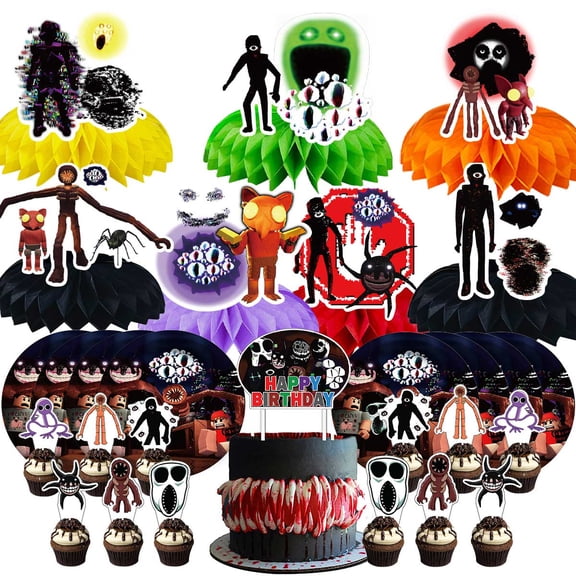 The Figure Doors Monsters Party Supplies Decor Plates Fans Decorations Honeycomb Centerpieces Cake Toppers