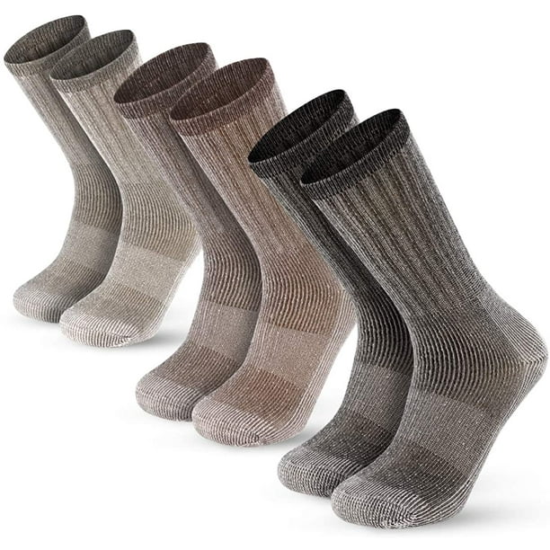 Men's Thermal 80% Merino Wool Hiking Calf Tube Socks, 3 Pack 