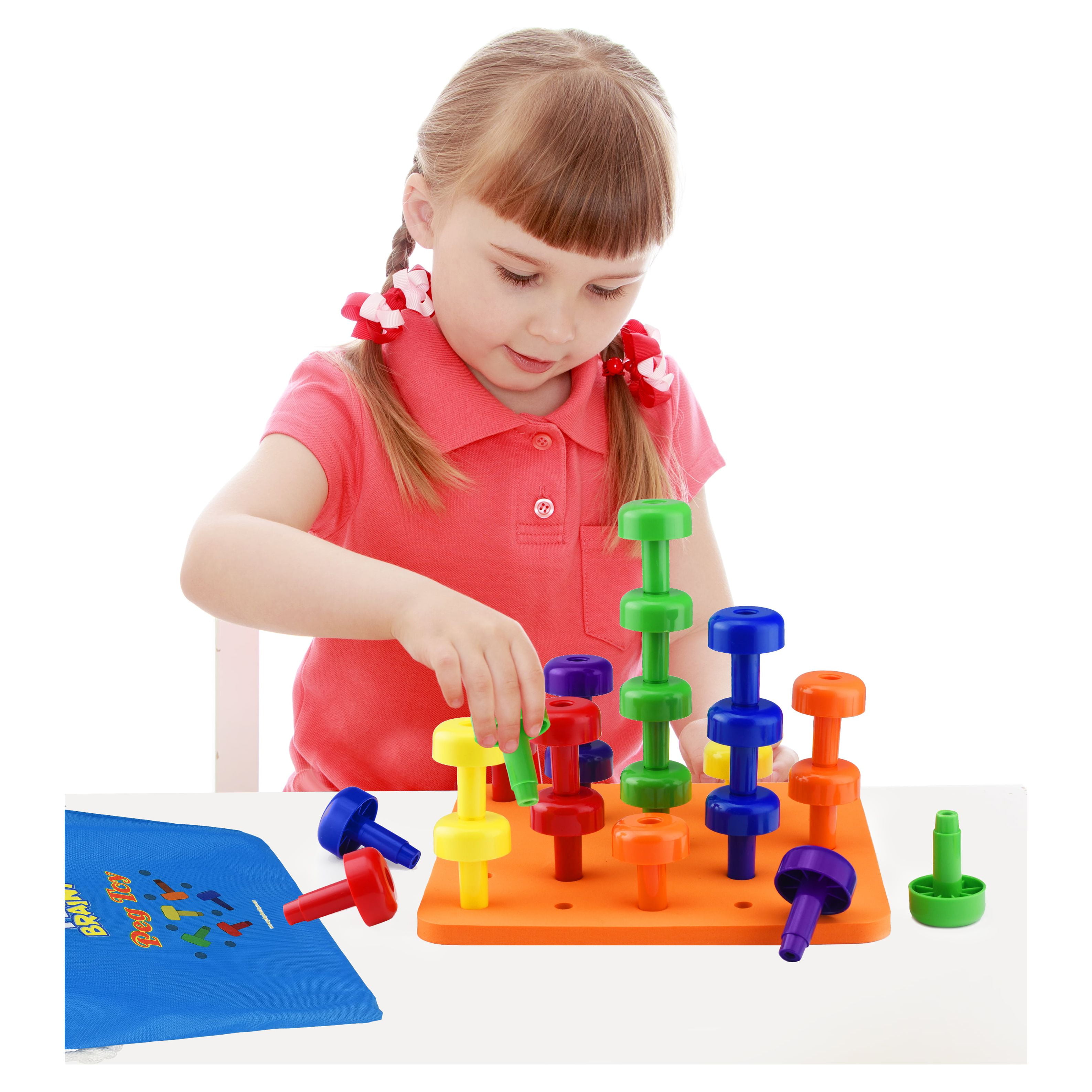 Penkiiy Stacking Peg Board Set Toy 30 Pegs Colorful Learning Montessori  Occupational Therapy Fine Motor Skills Toddlers