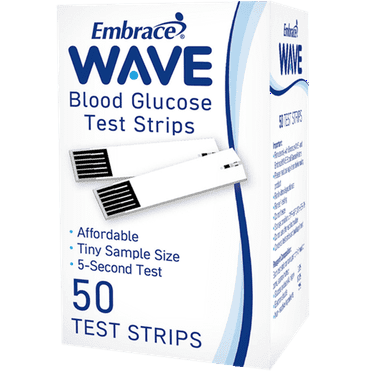 Embrace WAVE Blood Glucose Test Strips, Box of 50