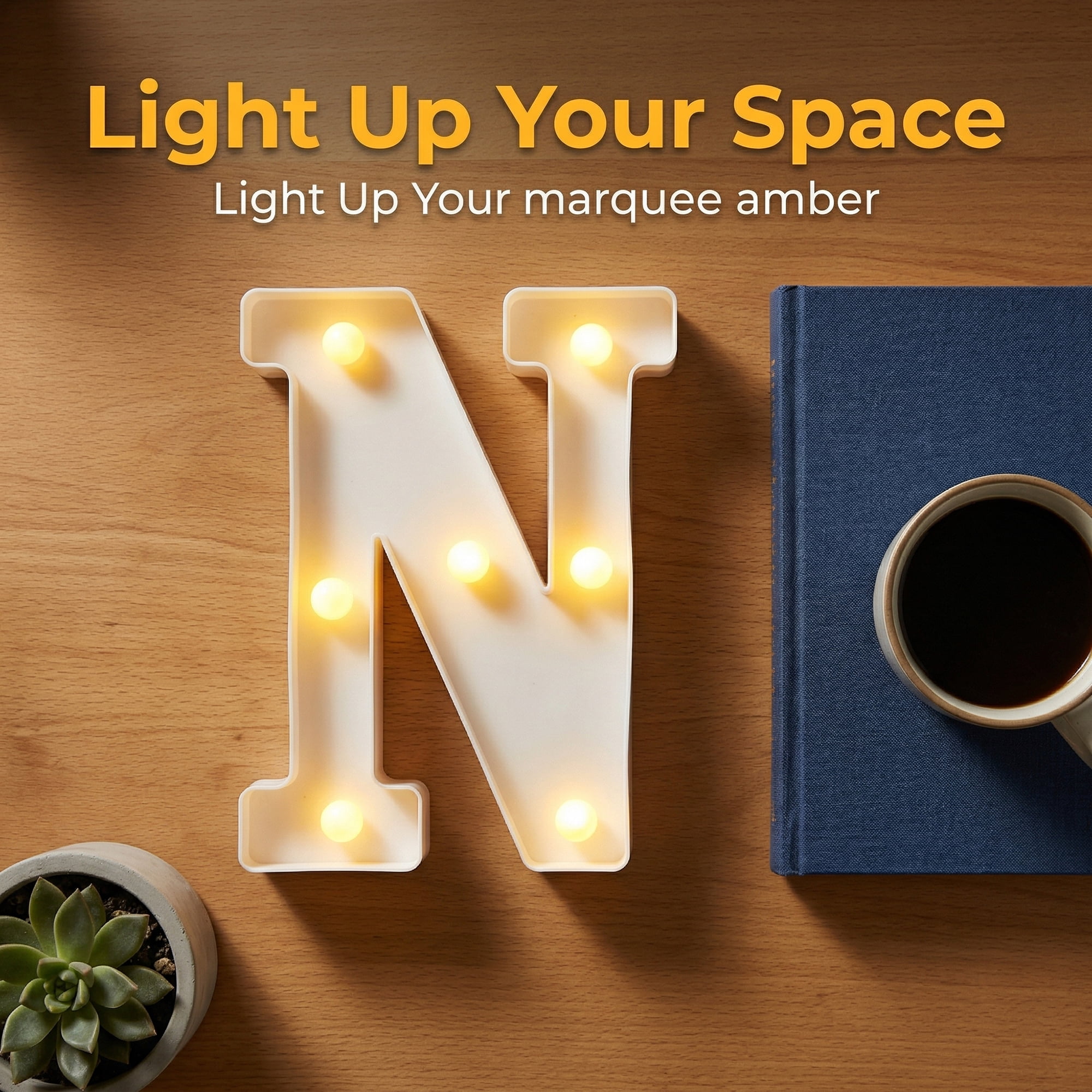 Unique Bargains Marquee Letters With Lights LED Light Up Signs Letter N 5.5"L x 1.3"W x 8.1"H