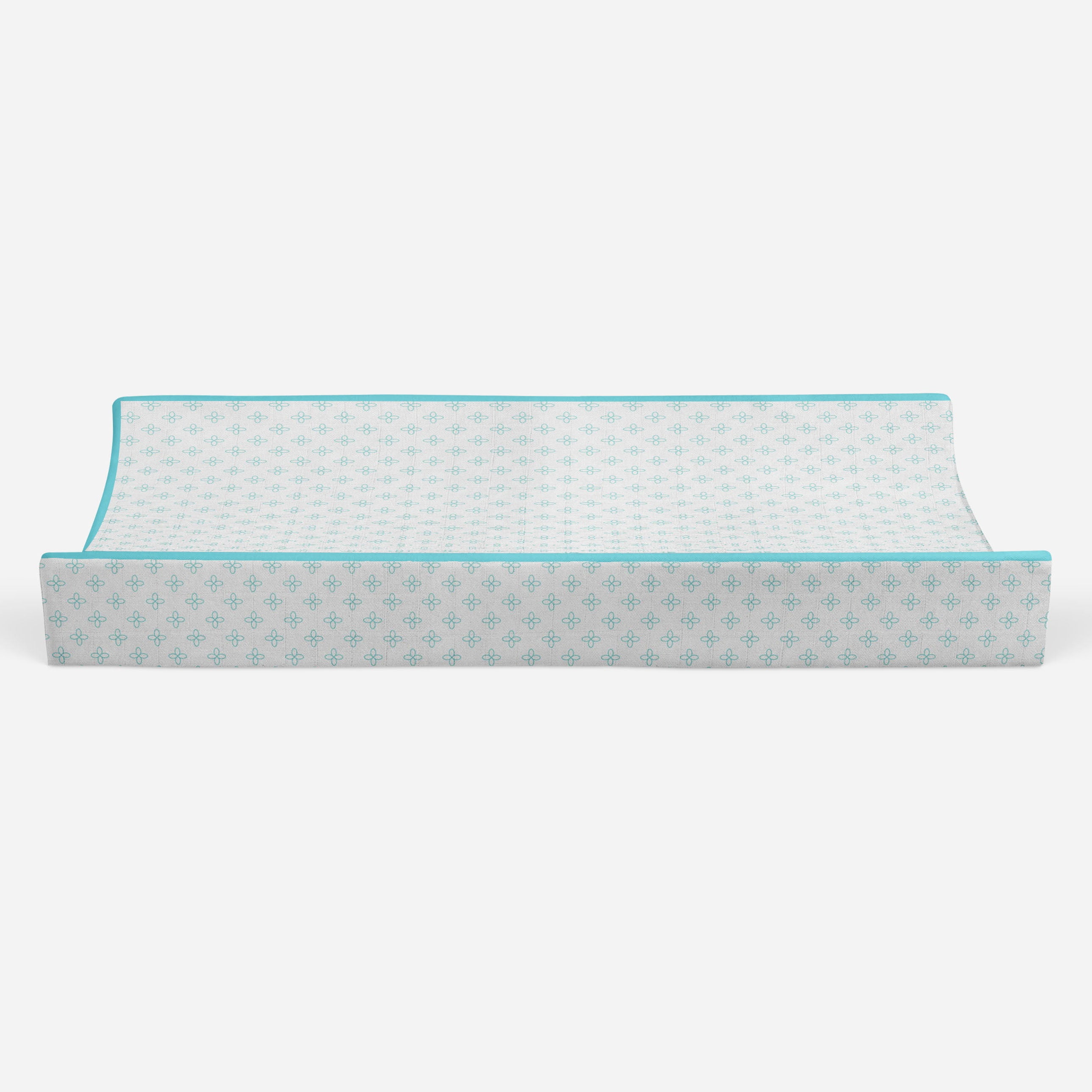 Bacati - Petals Aqua Quilted Muslin Changing Pad Cover