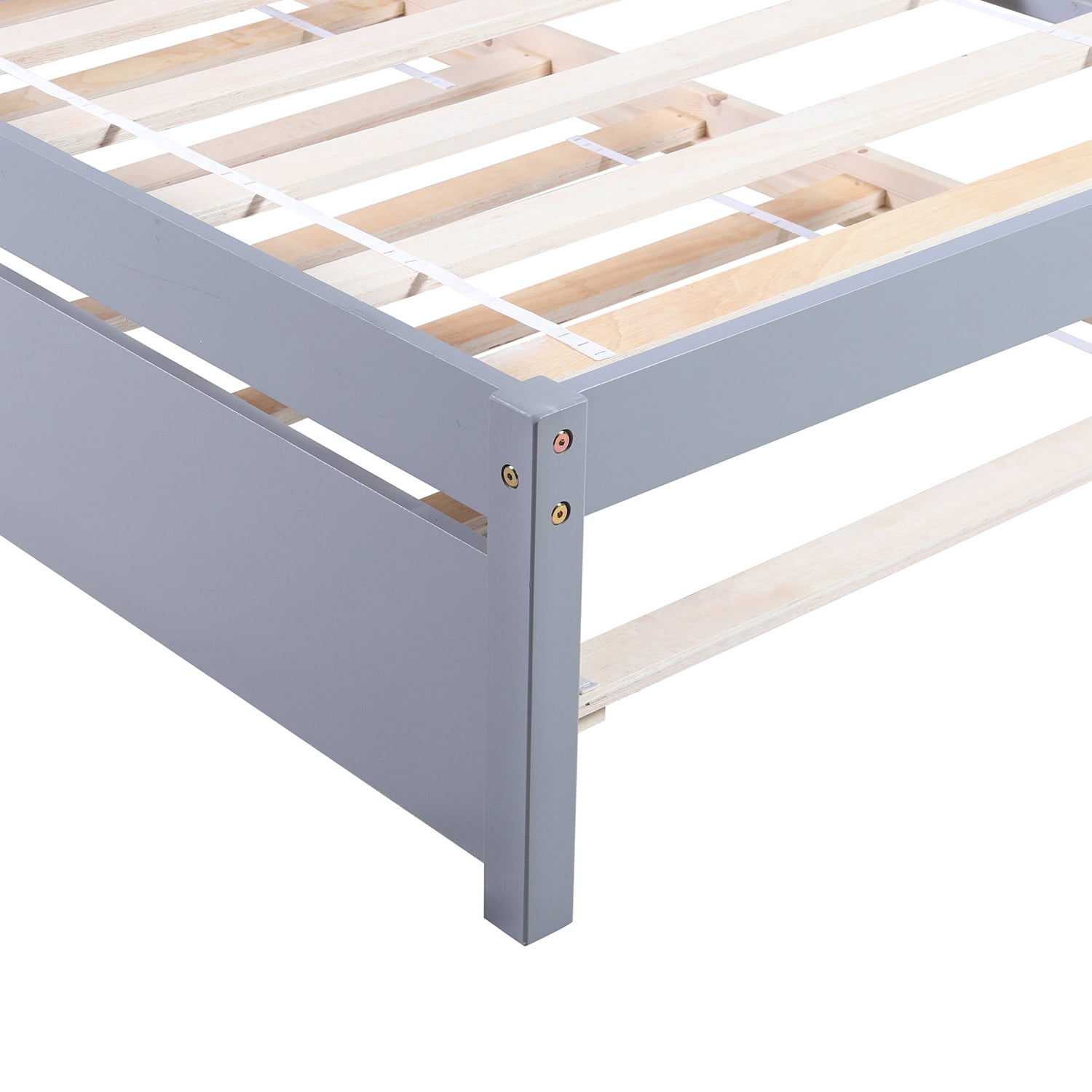 Kepooman Twin Size Solid Wood Platform Bed with Trundle & Headboard for Bedroom, 79.5"L x 41.7"W x 40.6"H, Gray Kepooman Twin Size Solid Wood Platform Bed with Trundle & Headboard for Bedroom, 79.5"L x 41.7"W x 40.6"H, Gray